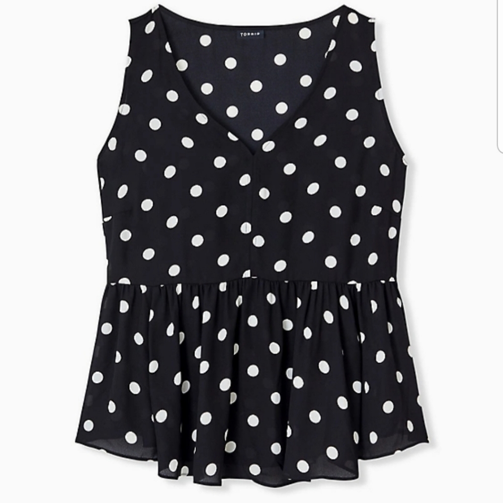 Torrid ** Polka Dot Peplum Sleeveless Blouse